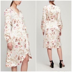 byTiMO Satin Floral Synthetic Wrap Midi Dress size